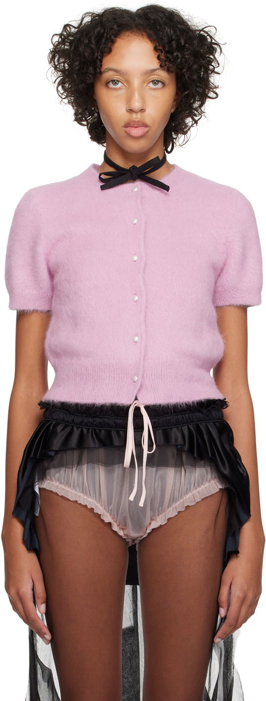 Sweater Maison Margiela Cropped Cardigan with Pearl Buttons Lyserød | S29HP0008 S18269, 0