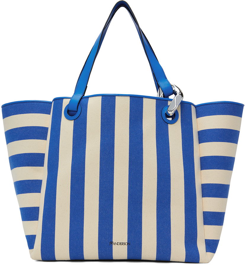 Mulepose JW Anderson Striped Canvas Tote Bag Blå | HB0575-FA0338