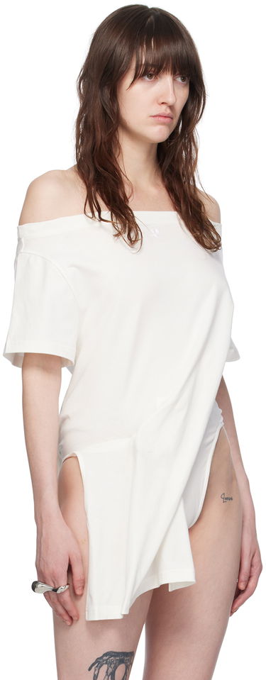 T-shirt Courrèges Off Shoulder T-Shirt Hvid | 224JBD094JS0107, 3