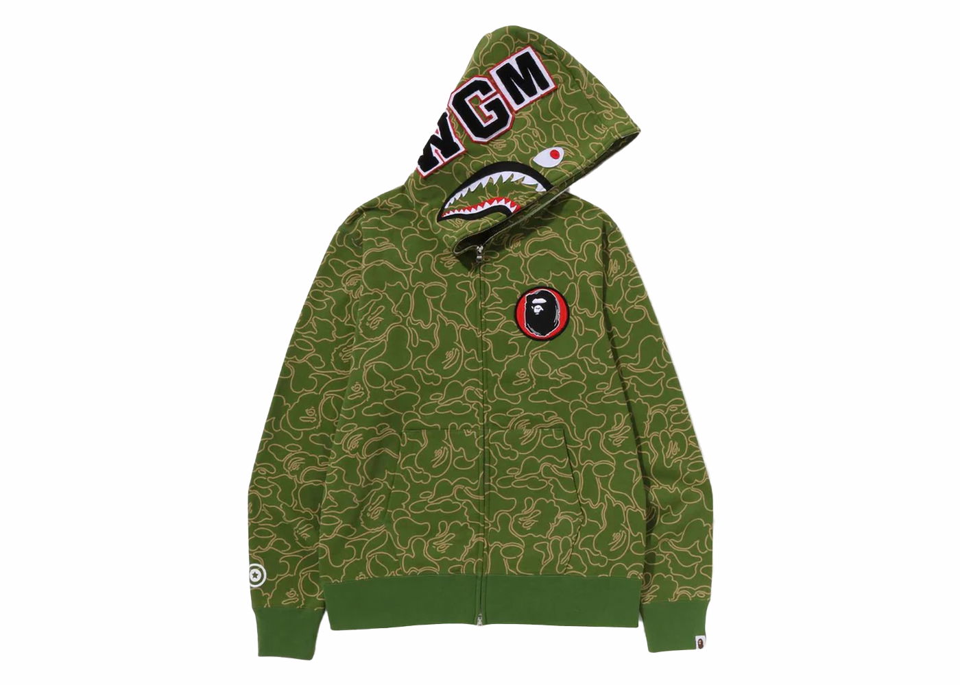 Sweatshirt BAPE BAPE 30th Anniversary Line Camo Shark Full Zip Hoodie Green Grøn | 1J70-115-001, 0