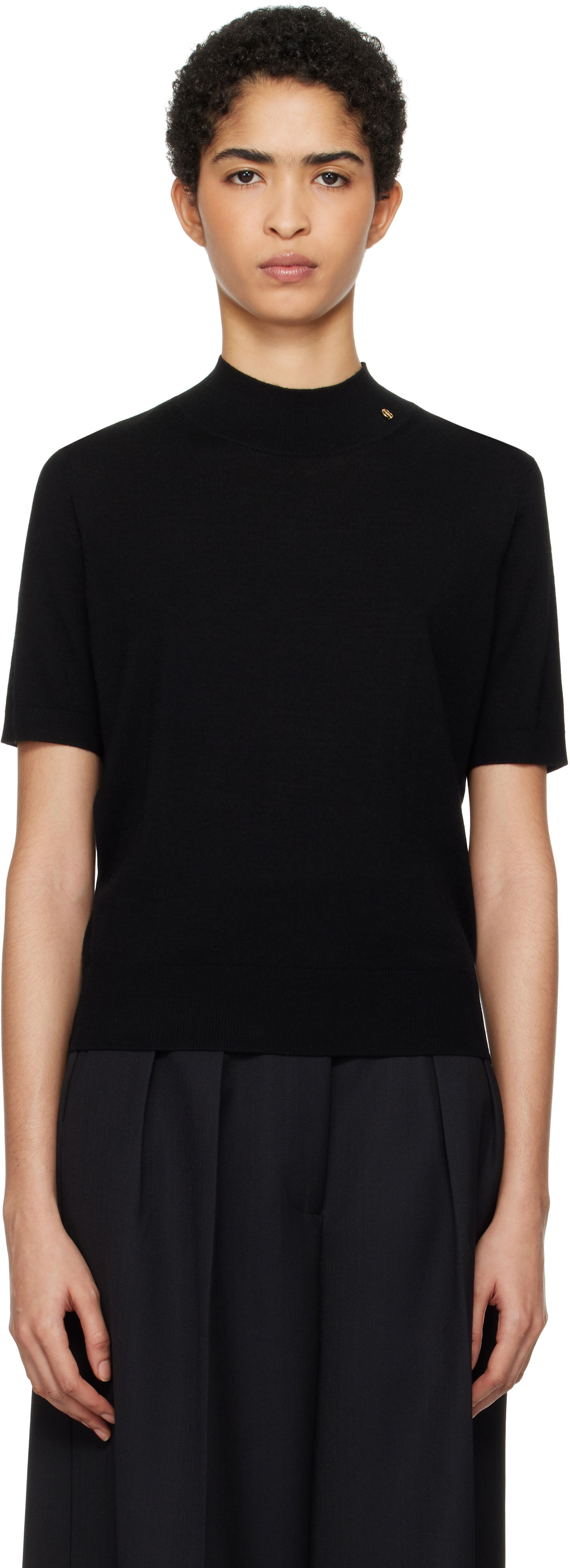 Jersey Anine Bing Anine Bing Women's Monique Mock Neck Sweater Sort | A-09-9267-000, 0