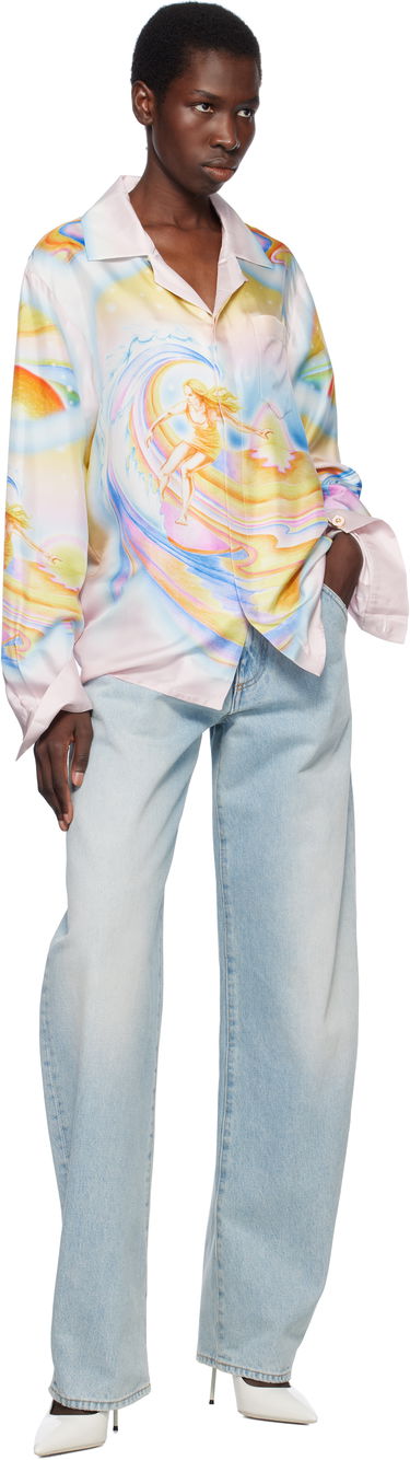 Skjorte Casablanca Casablanca Psychedelic Nirvana Print Silk Long Sleeve Shirt Lyserød | U-WS25-SH-006-05, 3