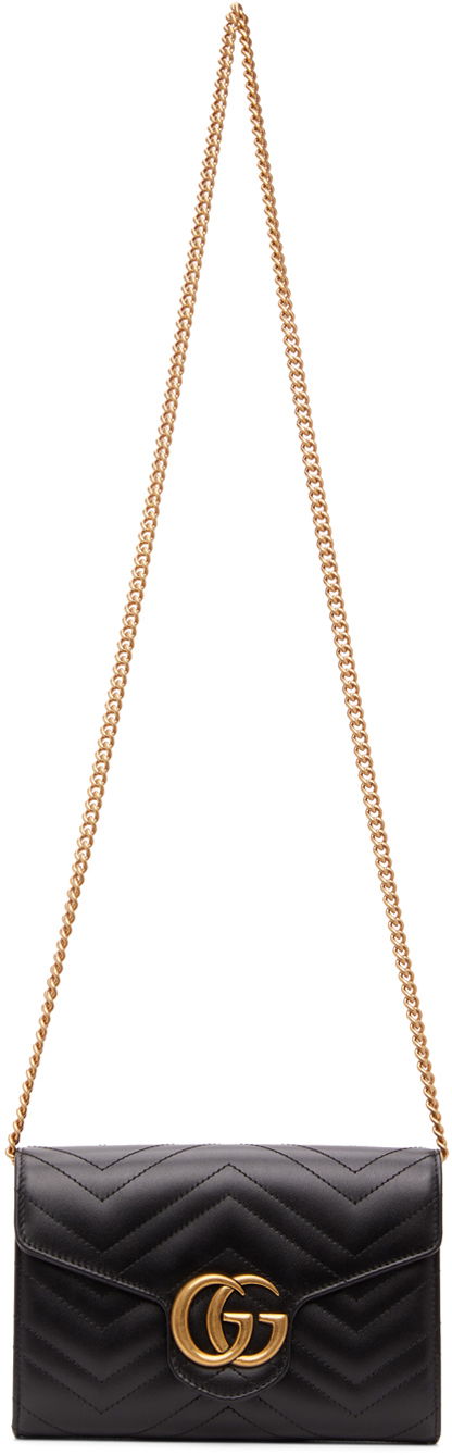 Skuldertaske Gucci Black Mini GG Marmont Chain Sort | 474575 DTD1T, 0