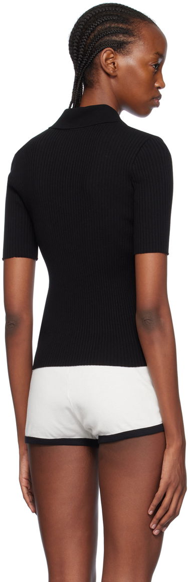 Polo skjorte Courrèges Fitted Knit Polo Shirt Sort | 124MPO017FI0001, 2