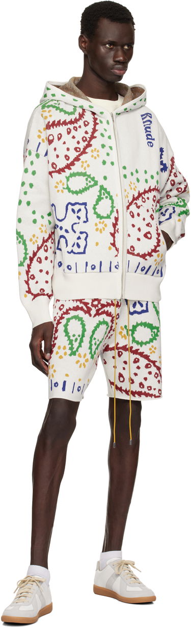 Sweatshirt Rhude Rhude Bandana Knit Full-Zip Hoodie Hvid | RHPS25HO01472, 3