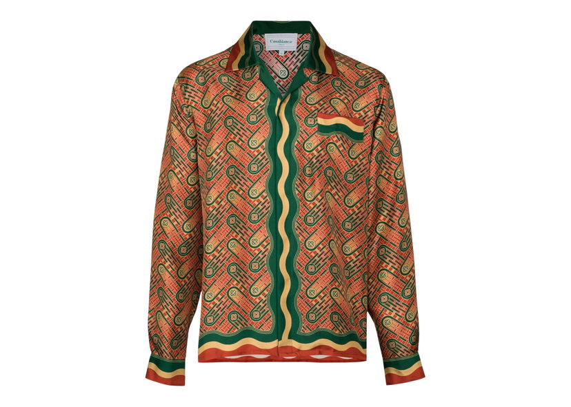 Skjorte Casablanca Ping Pong Monogram Silk Shirt Flerfarvet | MS22SH006 - BUR