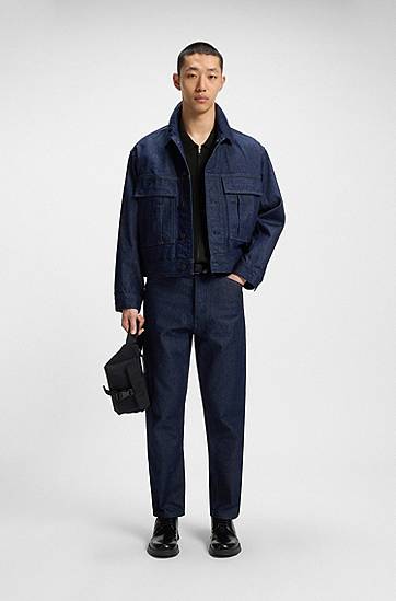 Jakke BOSS Regular-Fit Knit Zip-Front Jacket Sort | 50543769, 1