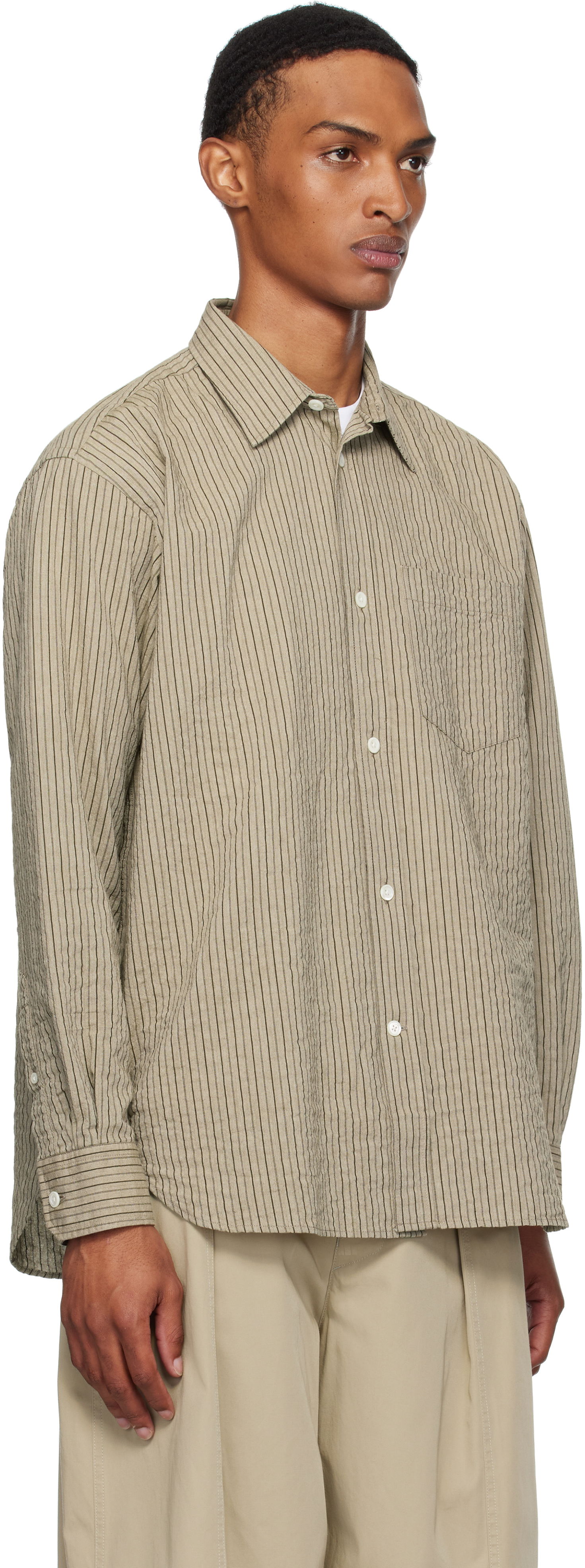 Skjorte NORSE PROJECTS Norse Projects Oversized Striped Shirt Beige | N40-0828, 1