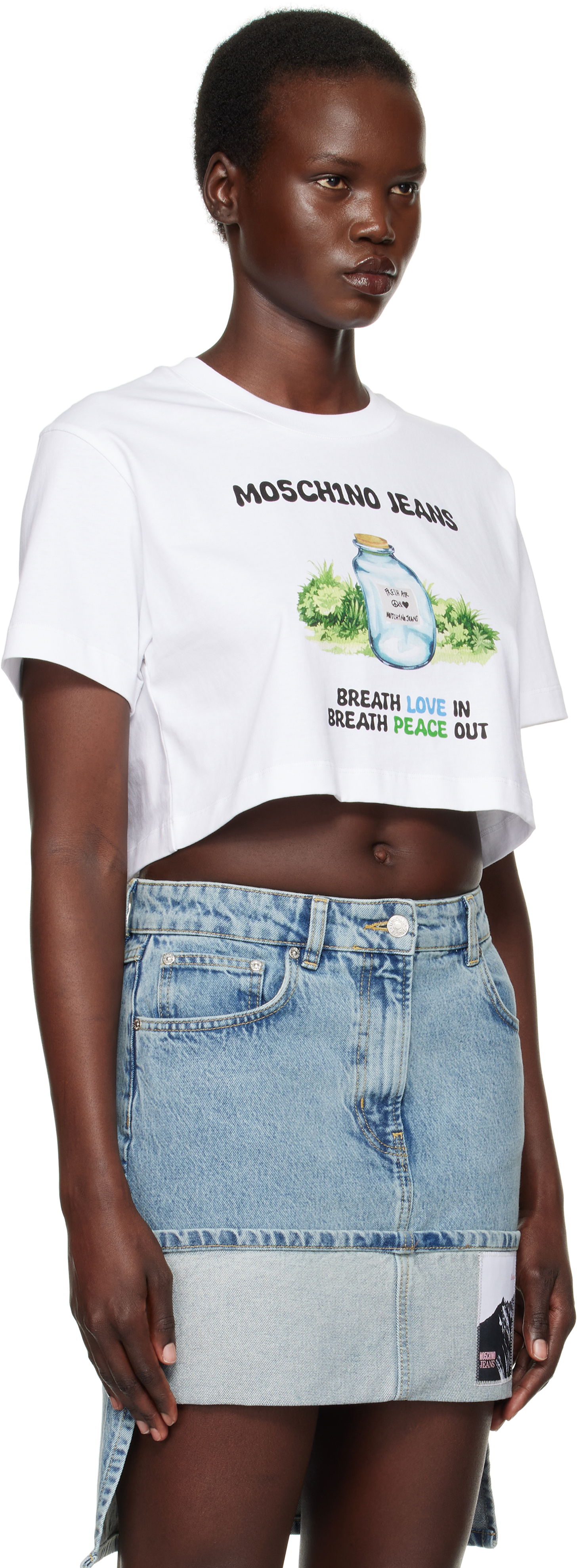 Nederdel Moschino Moschino Jeans Cotton Jersey Cropped T-Shirt Blå | 251K10706, 1