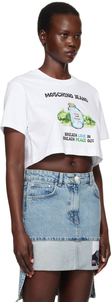 Nederdel Moschino Moschino Jeans Cotton Jersey Cropped T-Shirt Blå | 251K10706, 1