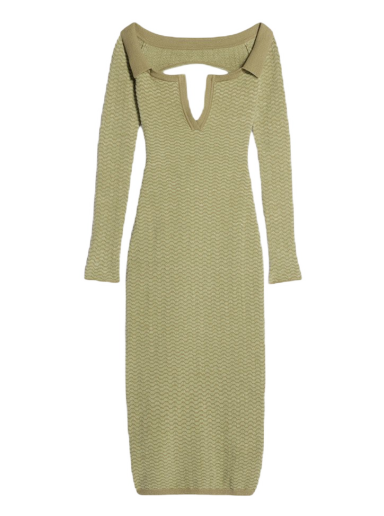 Kjole Jacquemus La Robe Maille Pampero Off-The-Shoulder Polo Grøn | 231KN161-2283-050