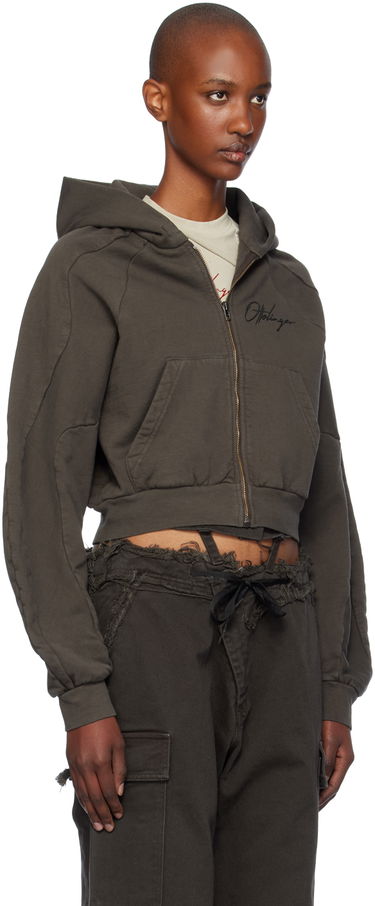 Sweatshirt Ottolinger Ottolinger Multiline Zip Up Cropped Hoodie Grøn | 1150202521, 4