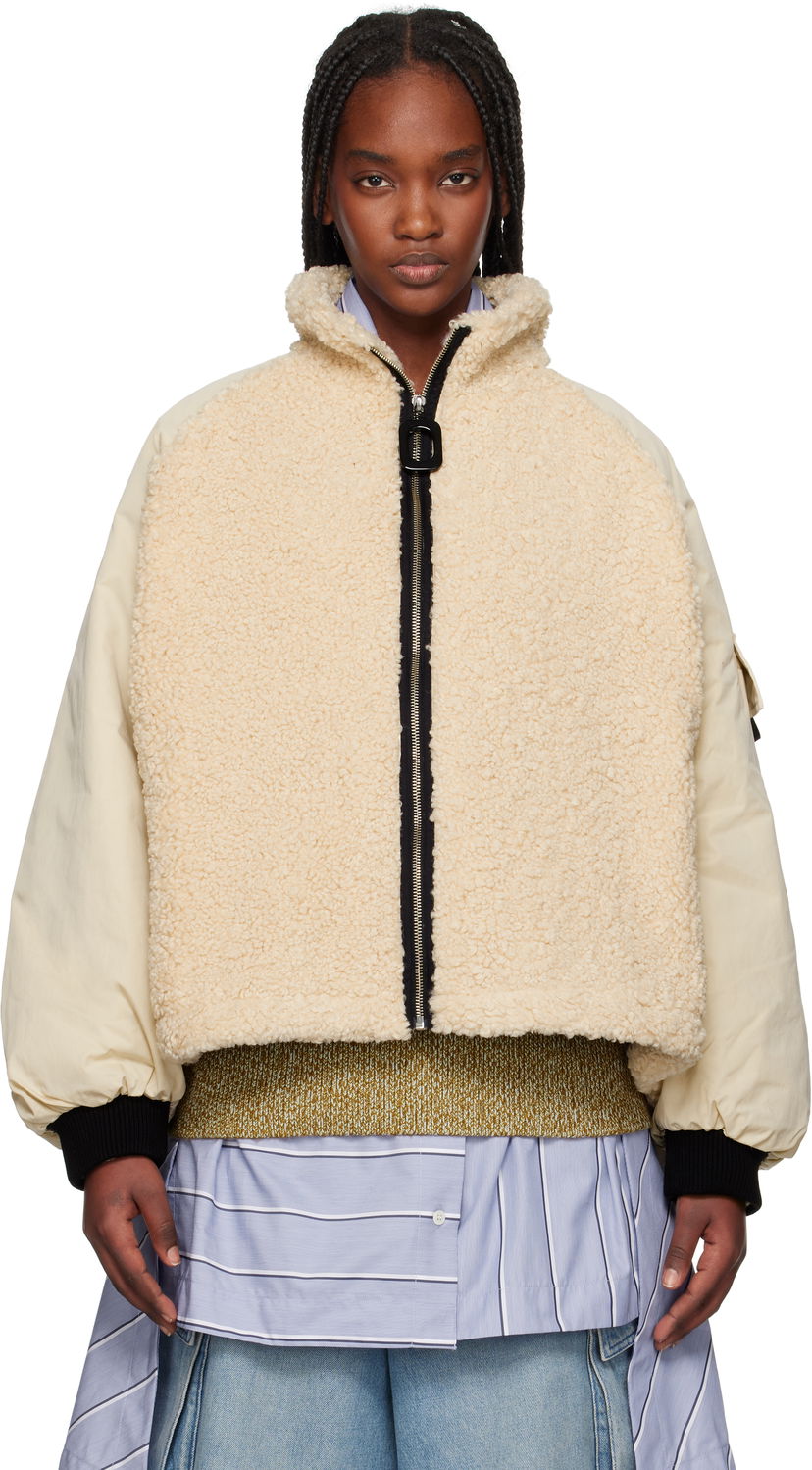 Jakke JW Anderson JW Anderson Color Block Fleece Track Jacket Beige | JK0367-PG1736