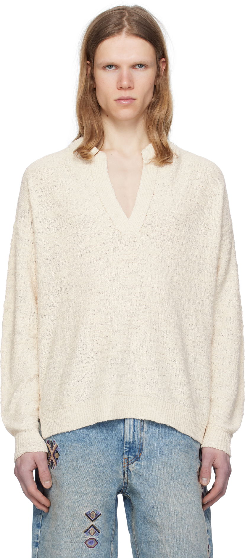 Sweater ISABEL MARANT Isabel Marant Arnold V-Neck Sweater Hvid | PU0679HA-C2L02H
