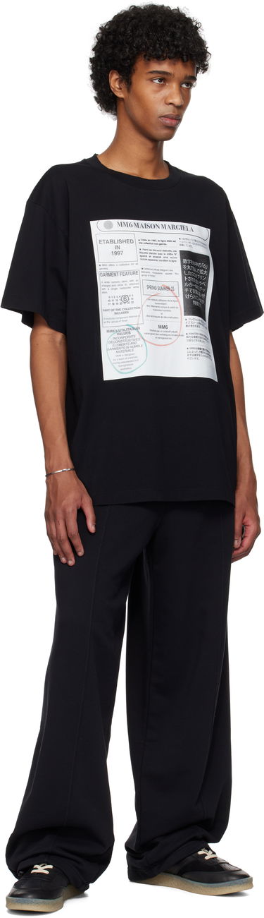 T-shirt Maison Margiela MM6 Newspaper Print T-Shirt Sort | SH0GC0043 S24312, 3