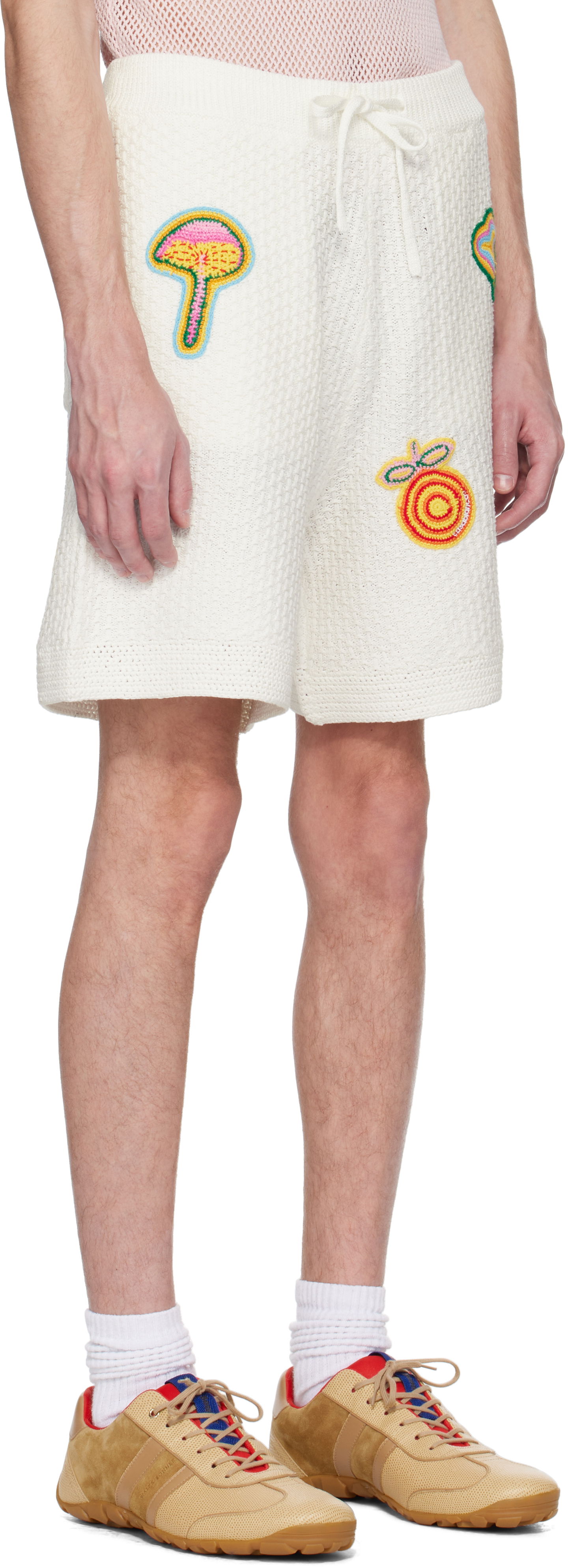 Shorts Casablanca Casablanca Motif Crochet Shorts Hvid | MS25-KW-916-01, 1