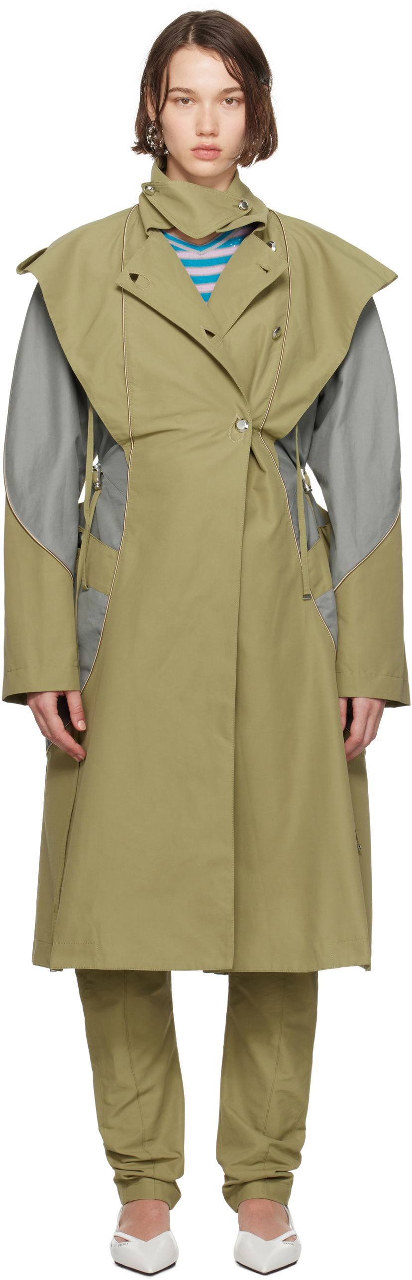 Trenchcoat KIKO KOSTADINOV Hooded Trench Coat Grøn | KKWAW24C01-27
