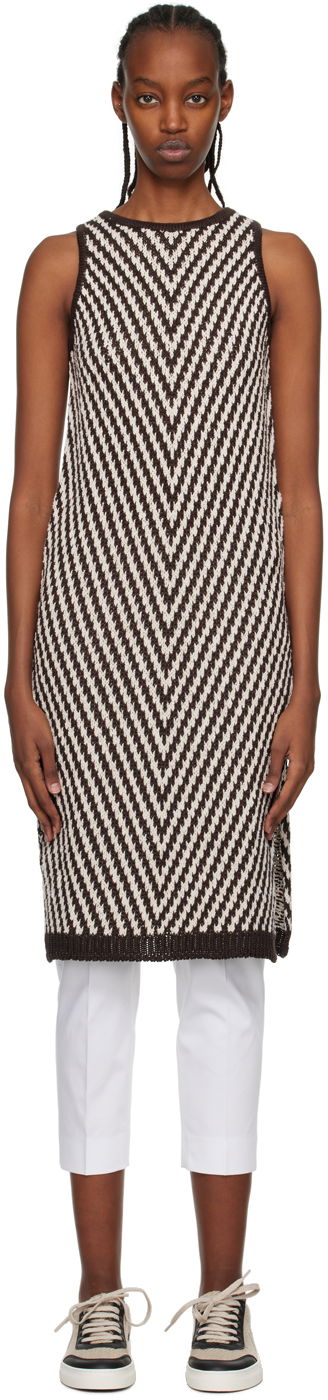 Sweater Max Mara Max Mara Chevron Knit Midi Dress Brun | 2313611432600 MM12158