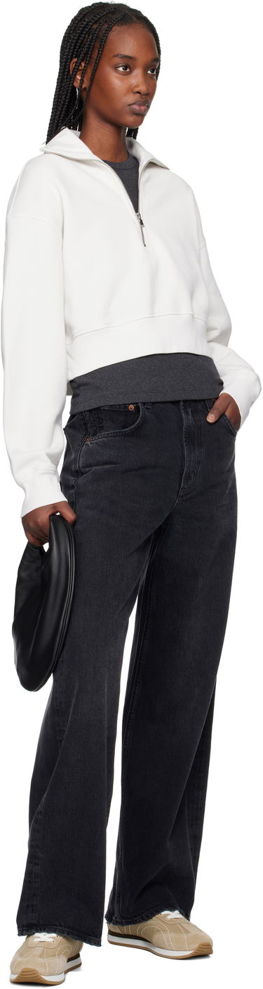 Sweatshirt AGOLDE AGOLDE Bethan Cropped Quarter Zip Sweatshirt Hvid | A7349-1697, 3