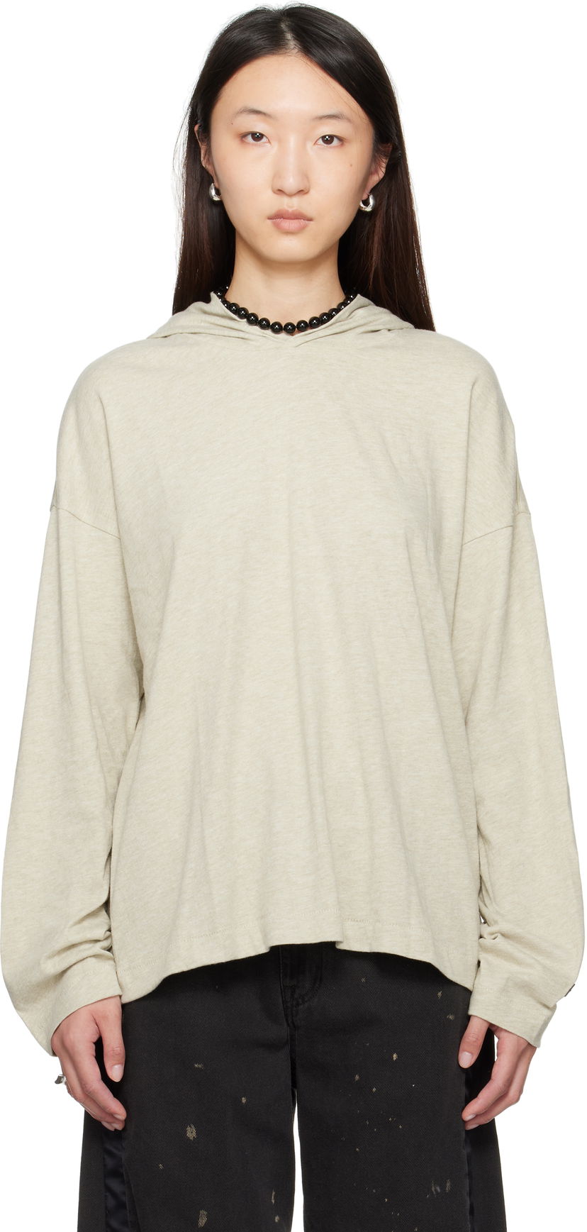 Sweatshirt Fear of God Fear of God ESSENTIALS Long Sleeve Hoodie Beige | 125SP257042FW