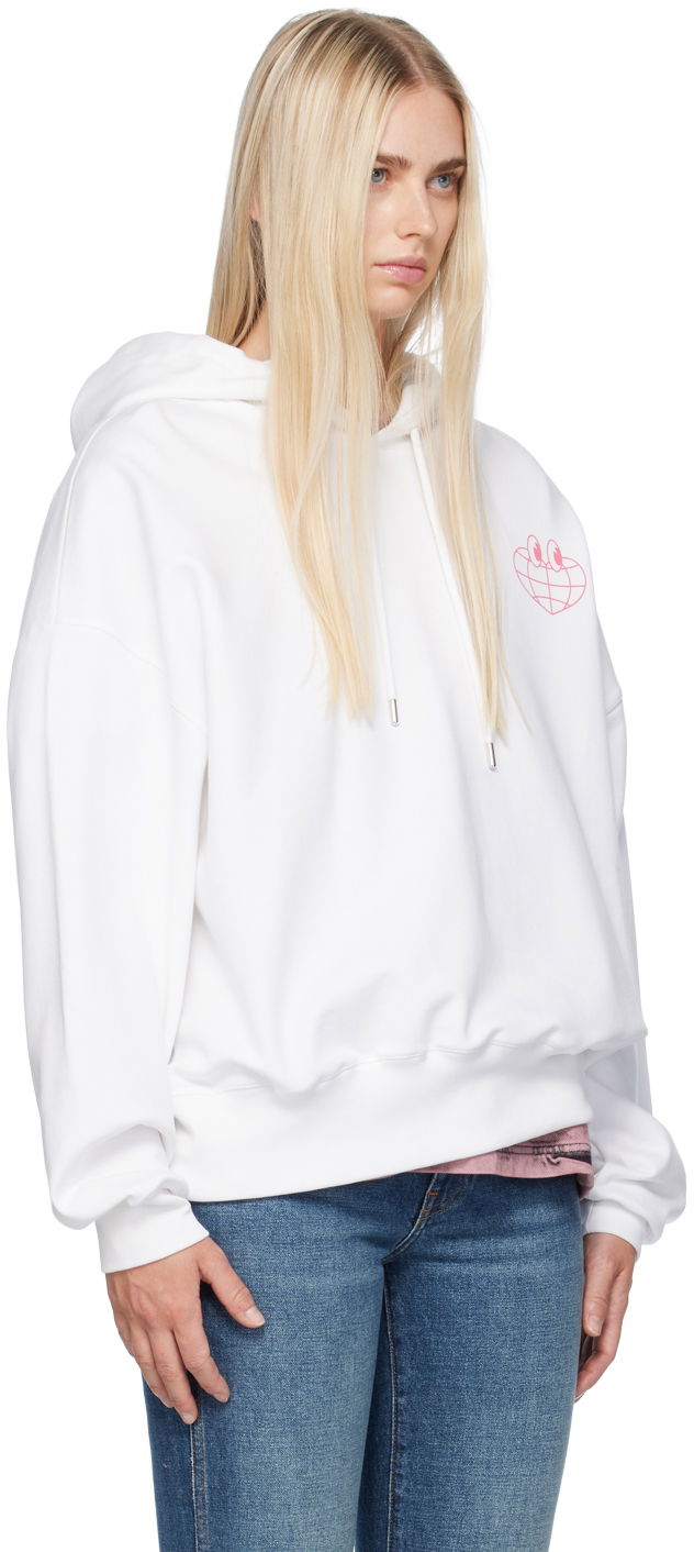 Sweatshirt Moschino Jeans Globe Print Hoodie Hvid | 242K11701, 1