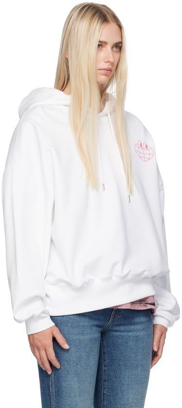 Sweatshirt Moschino Jeans Globe Print Hoodie Hvid | 242K11701, 1