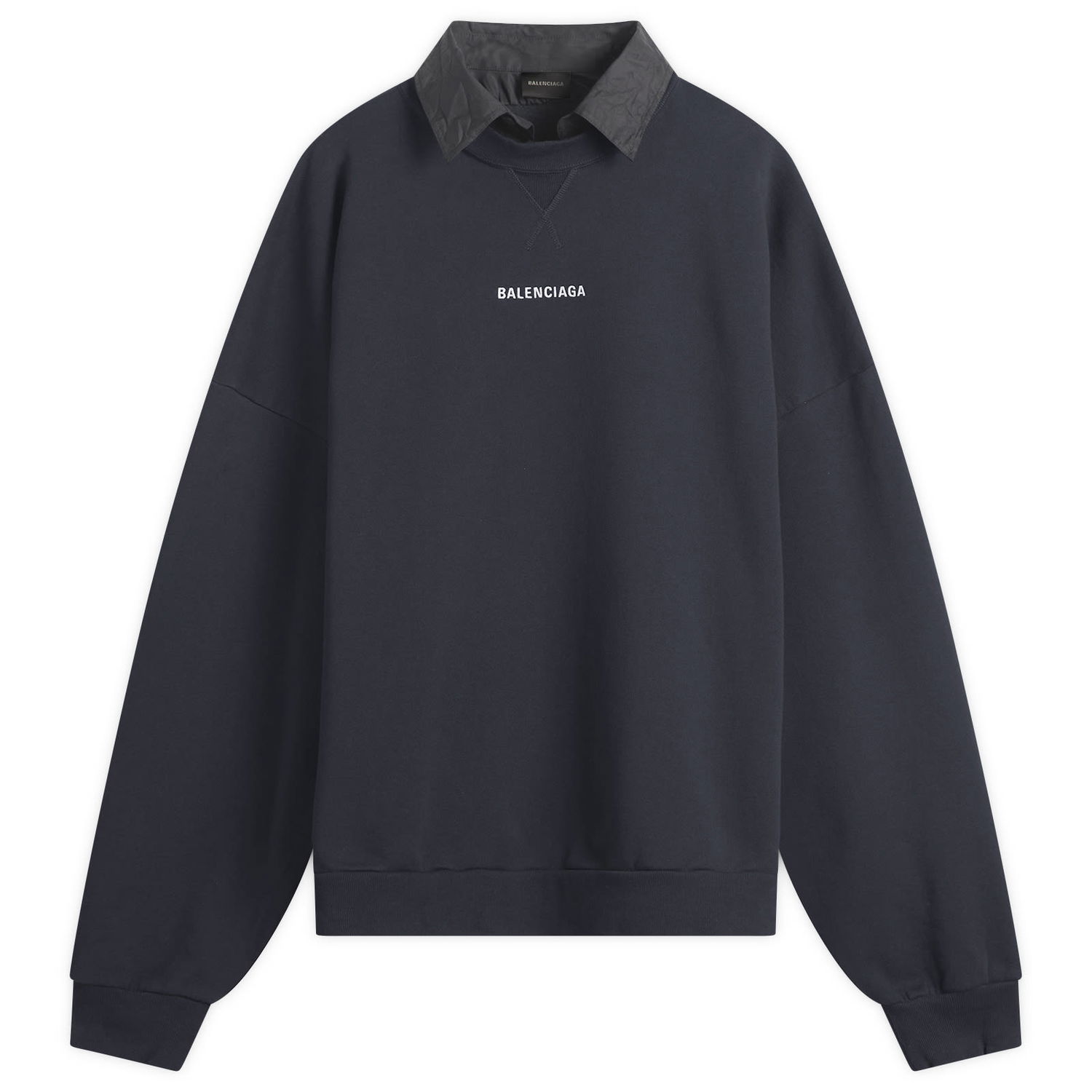 Sweatshirt Balenciaga Logo Layered Collar Sweatshirt Mørkeblå | 850363-TTVJ2-1569, 1