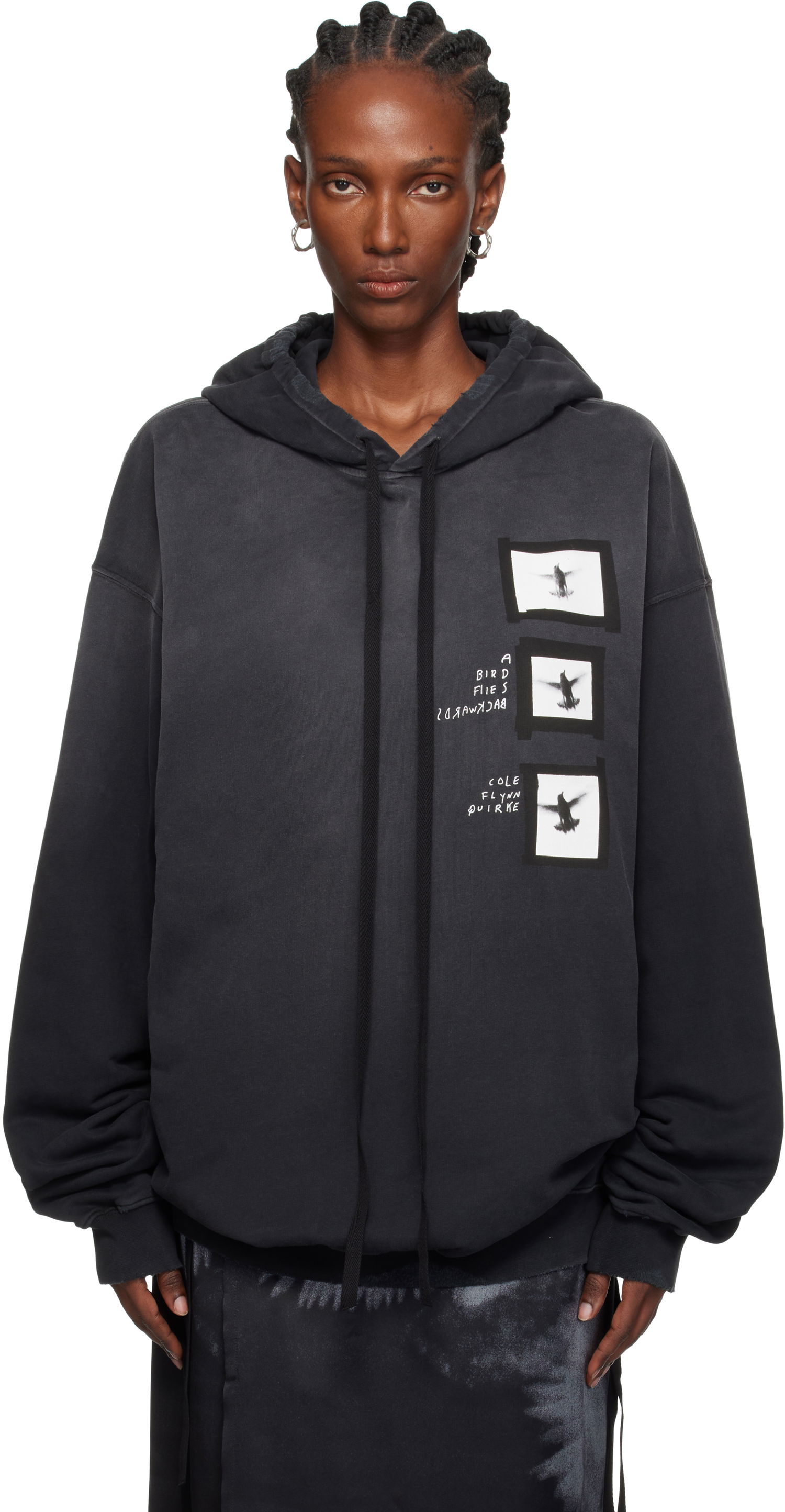Sweatshirt Ann Demeulemeester Ann Demeulemeester Anne Marie 'Doves' High Comfort Hoodie Sort | 2520-W-JSW01-55-FA639-098, 0