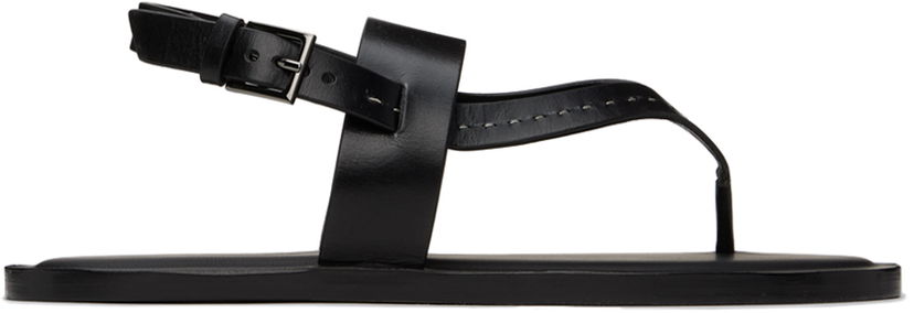 Sneakers og sko Max Mara Leather Thong Sandals Sort | 2414521012600