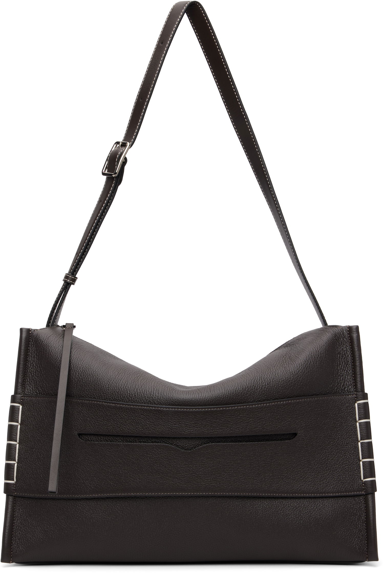 Skuldertaske JW Anderson JW Anderson Pebbled Leather Messenger Loafer Bag with Square Accents Brun | HB0749-LA0377, 0