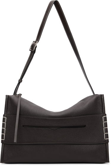 Skuldertaske JW Anderson JW Anderson Pebbled Leather Messenger Loafer Bag with Square Accents Brun | HB0749-LA0377, 0