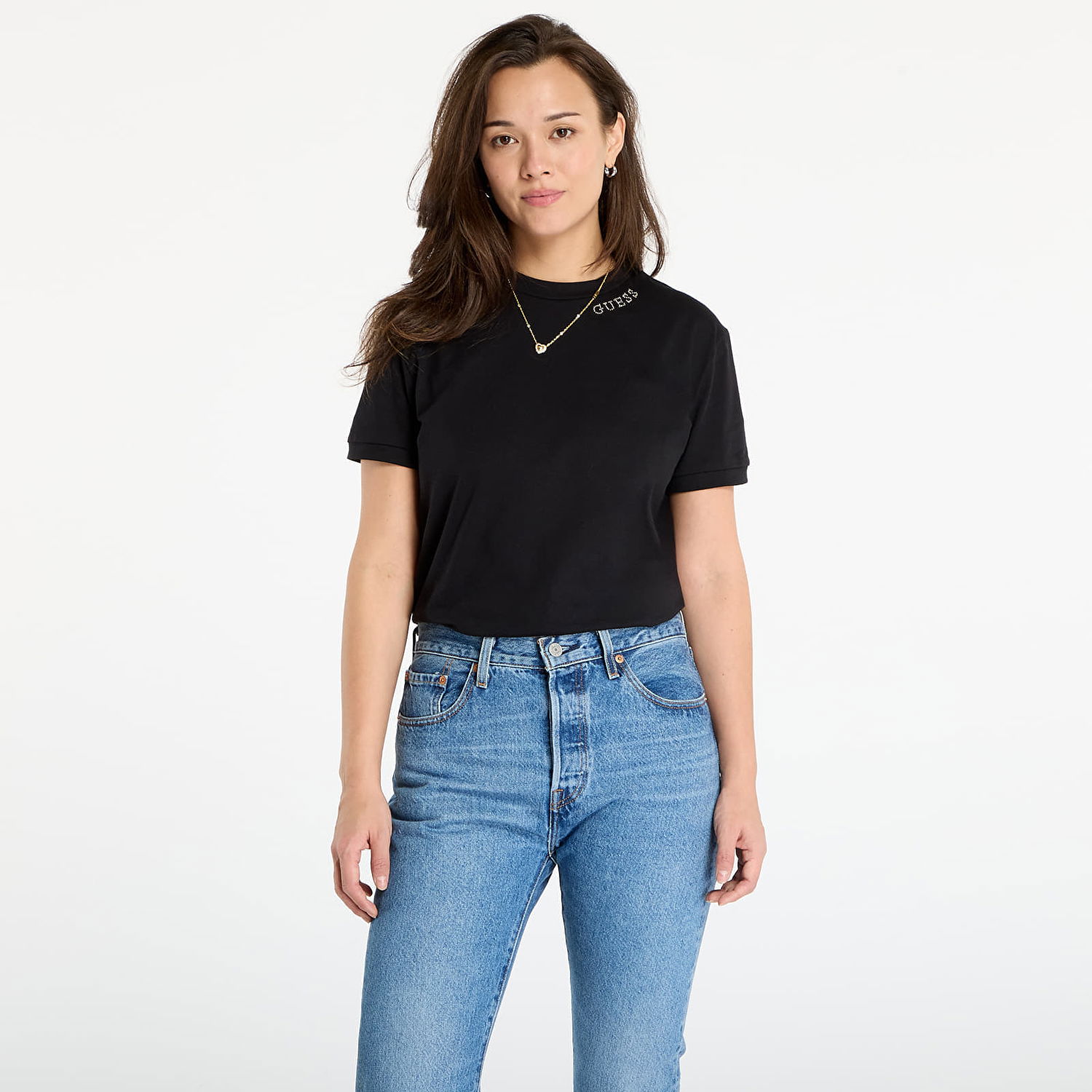 T-shirt GUESS Calida Ss T-Shirt Sort | V5BI12K8FQ4-JBLK, 0