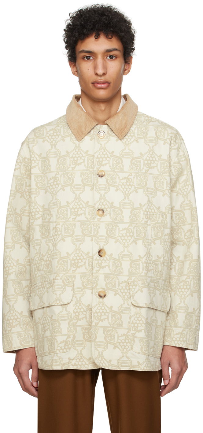 Parka Drôle de Monsieur Patterned Button-Up Jacket Beige | D-JT163-CO120-EC
