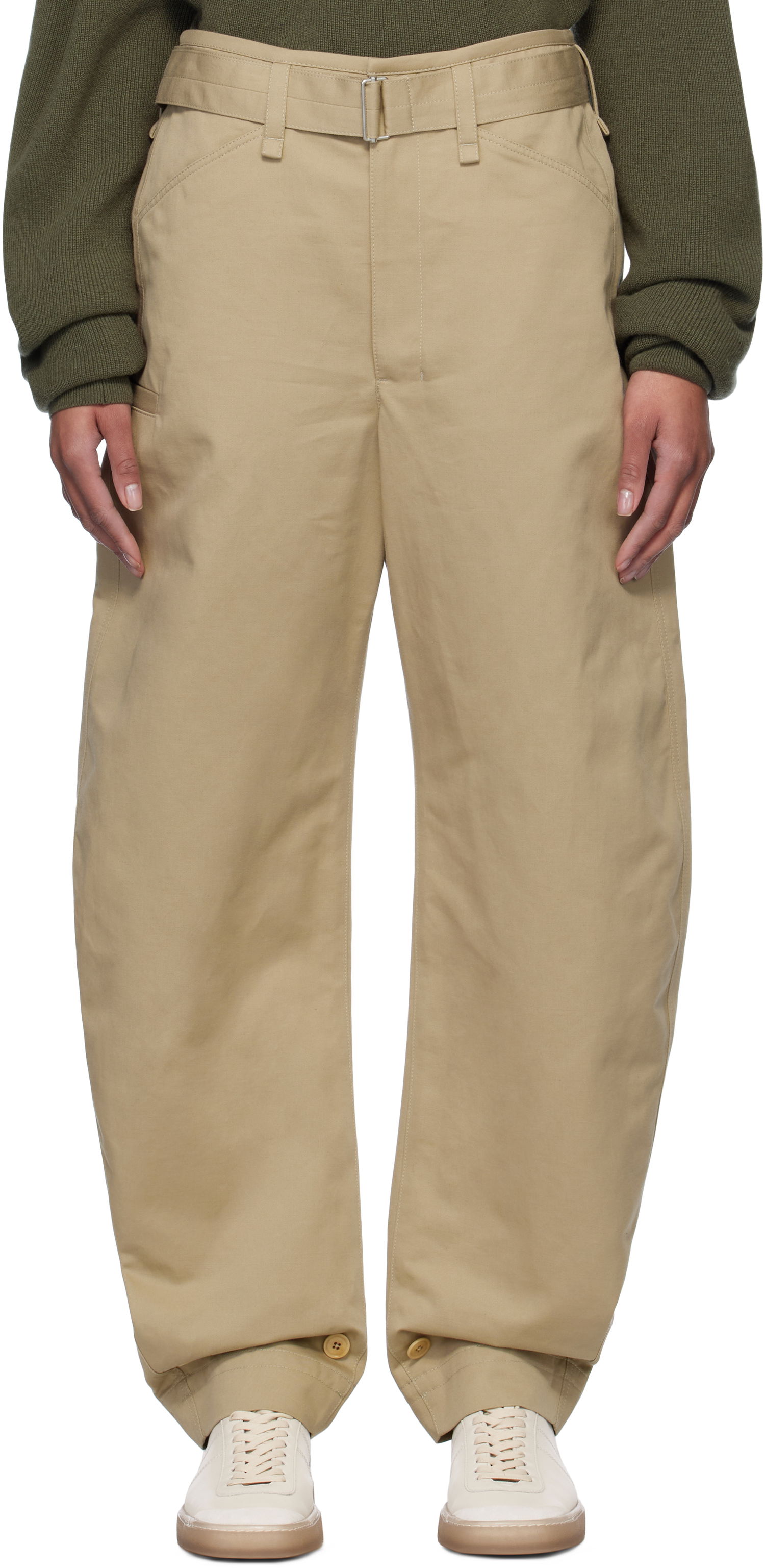 Cargo bukser LEMAIRE Lemaire Belted Tapered Trousers Beige | PA1159 LF1309, 0