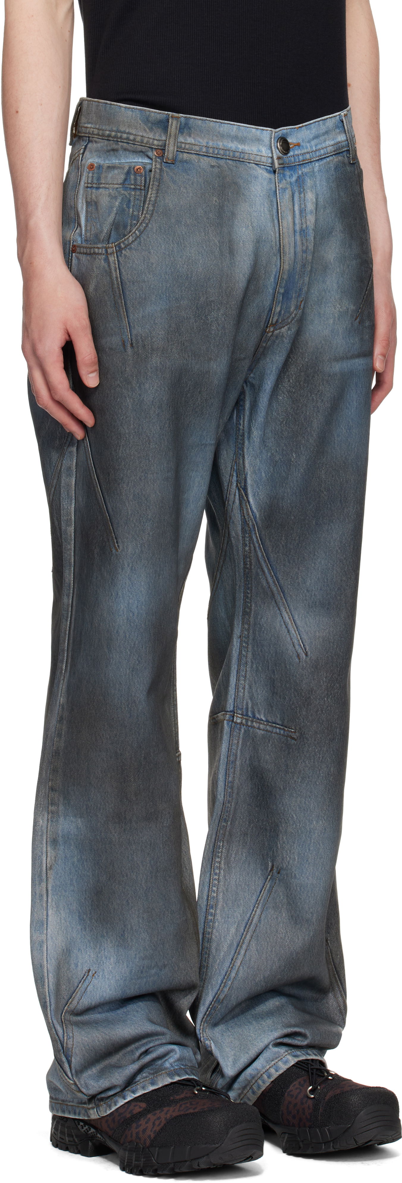 Jeans Andersson Bell Andersson Bell Dirty Spray Washed Wide Leg Jeans Blå | apa815m, 1