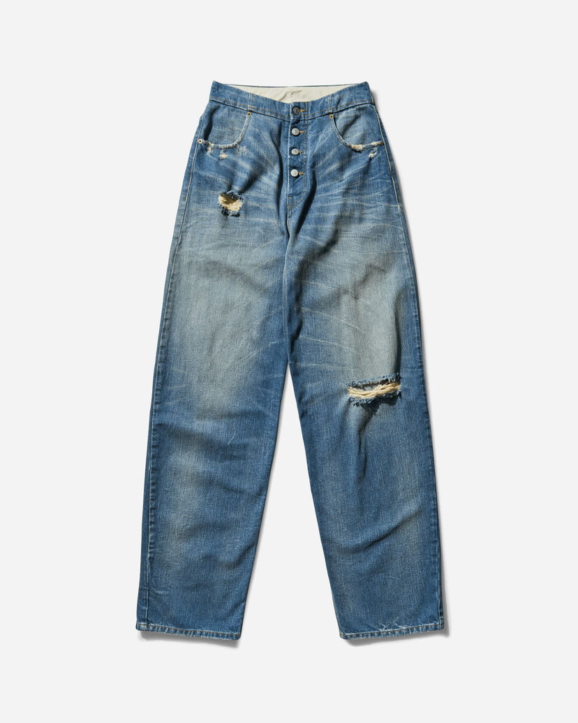 Jeans Maison Margiela Loose Fit Distressed Denim Trousers Blå | S52LA0241 961