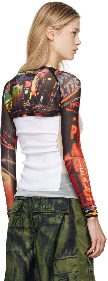 Tanktop Jean Paul Gaultier Jean Paul Gaultier 'The Pigalle' Printed Mesh Sleeves Hvid | 24/30-F-TO207-T552-00301550, 2
