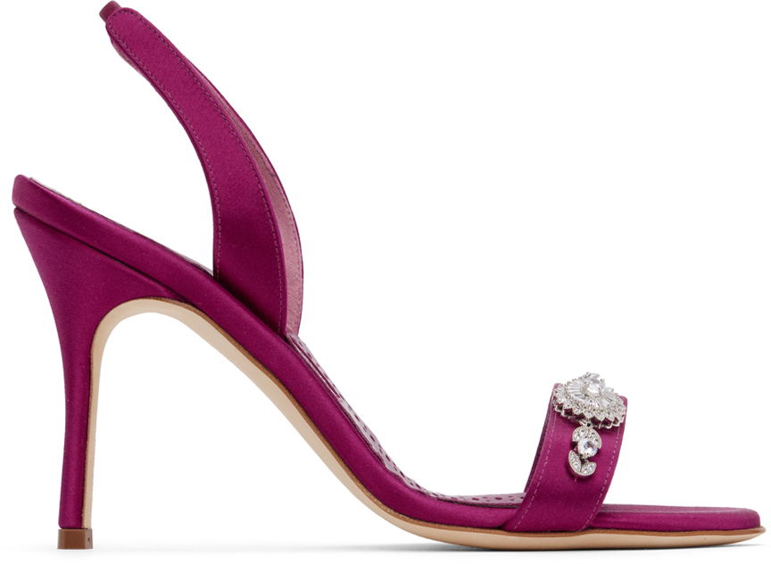 Skopleje Manolo Blahnik Manolo Blahnik Lamisan Satin Heeled Sandals Lilla | 324-2954, 0