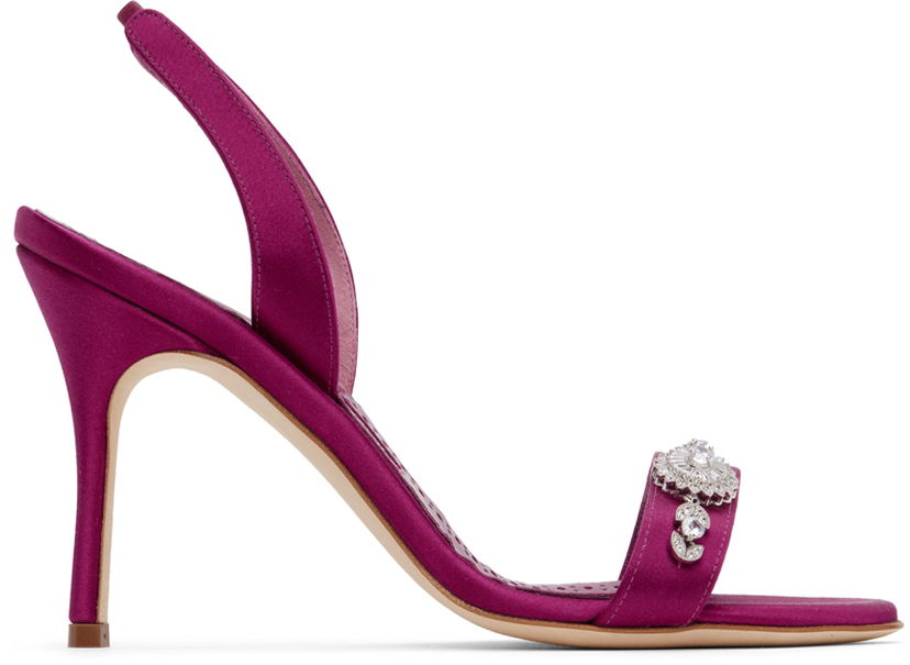 Skopleje Manolo Blahnik Manolo Blahnik Lamisan Satin Heeled Sandals Lilla | 324-2954