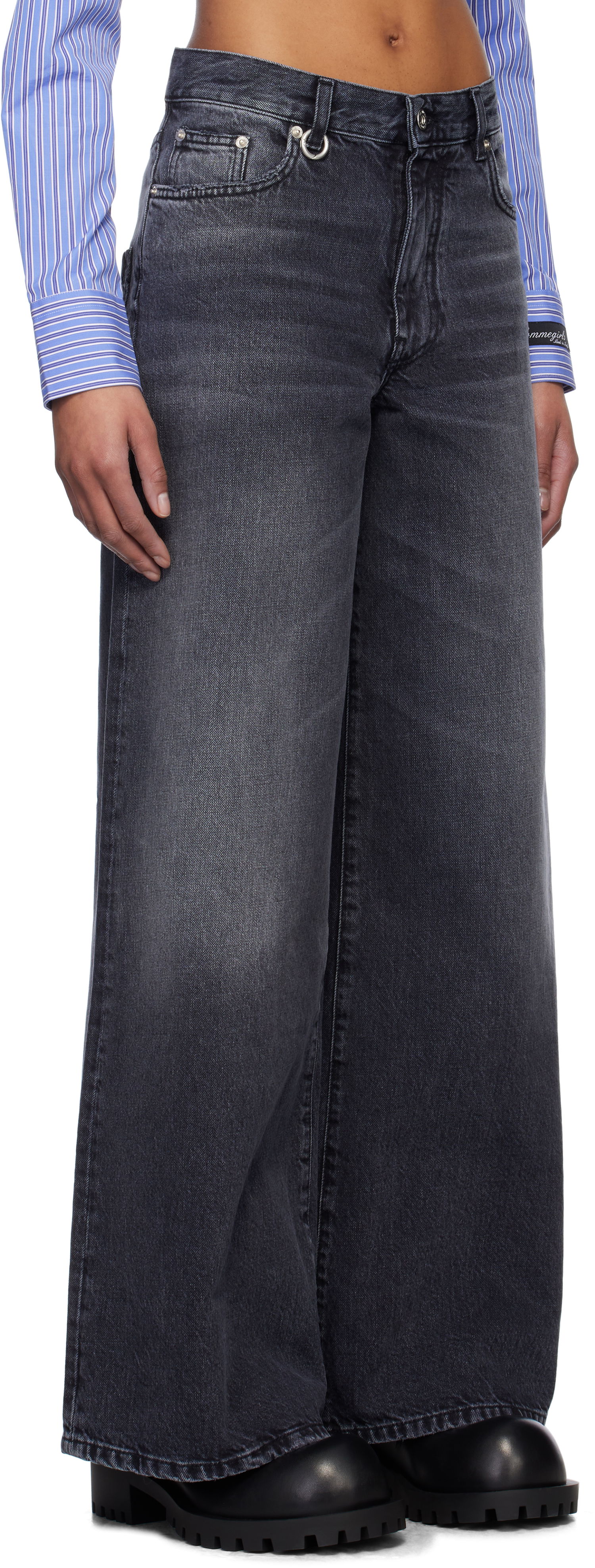 Jeans We11done We11done Oversized Washed Jeans Sort | WD-DP0-25-396-W-BK, 1