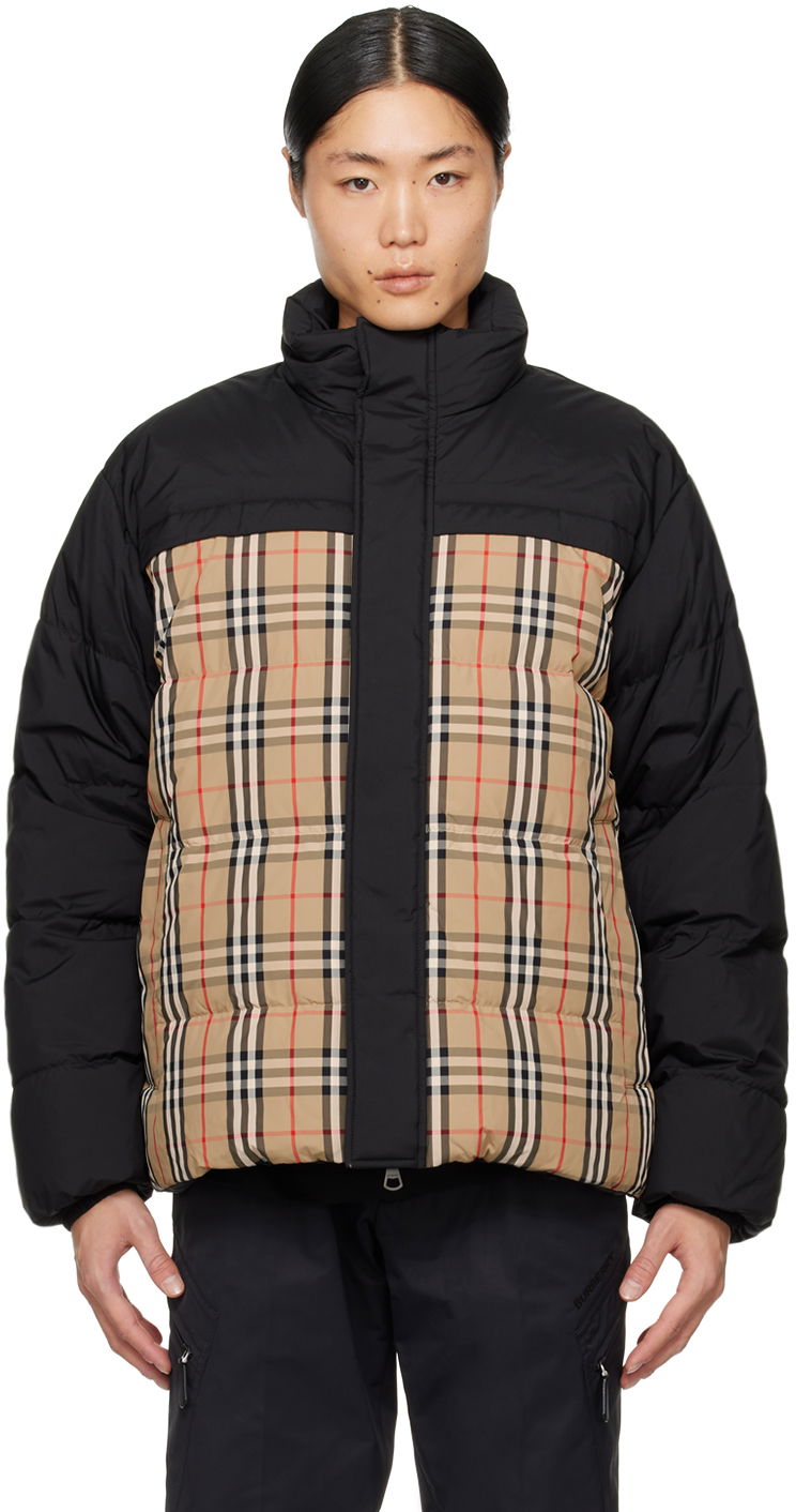Jakke Burberry Vintage Check Reversible Down Jacket Sort | 8079296