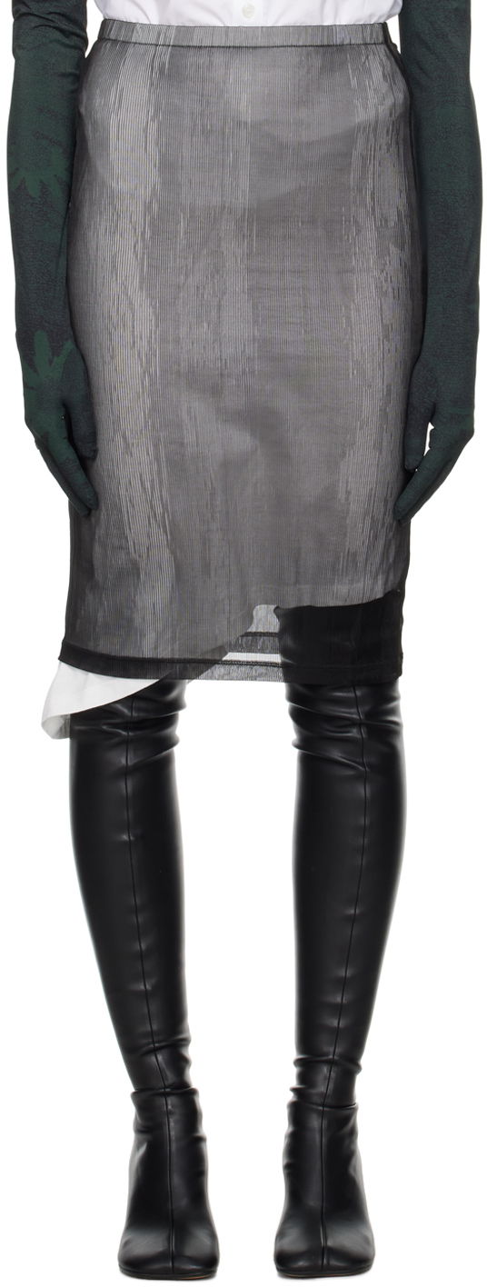 Nederdel Maison Margiela MM6 Ribbed Midi Skirt Sort | S52MC0006 STJ403