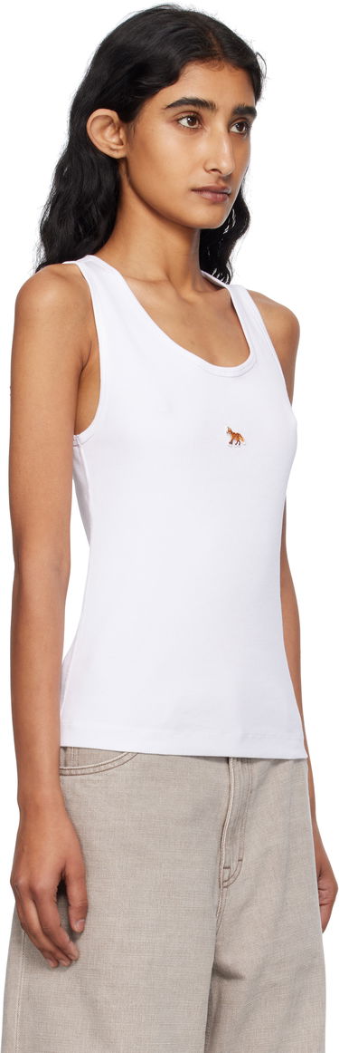 Tanktop MAISON KITSUNÉ Maison Kitsuné 'Baby Fox' Ribbed Tank Top Hvid | PW00623KA0033, 1
