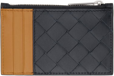 Tegnebog Bottega Veneta Intrecciato Zipped Card Holder Mørkeblå | 755985 VCPQ5, 1