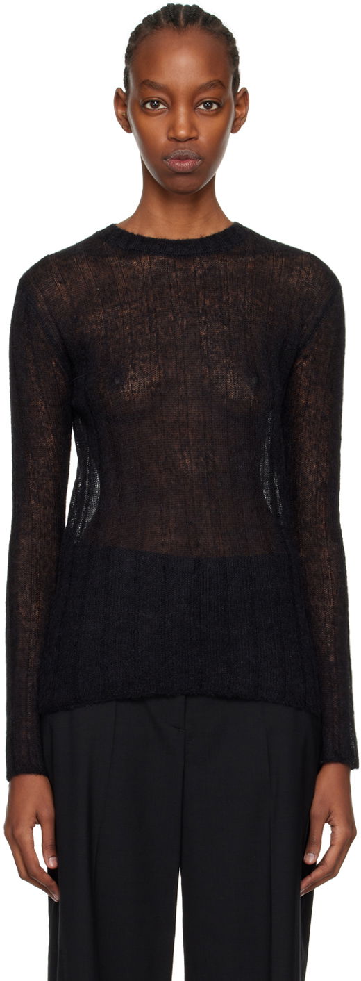 Sweater KENZO Paris Semi-Sheer Sweater Sort | FE52PU4523AB, 0