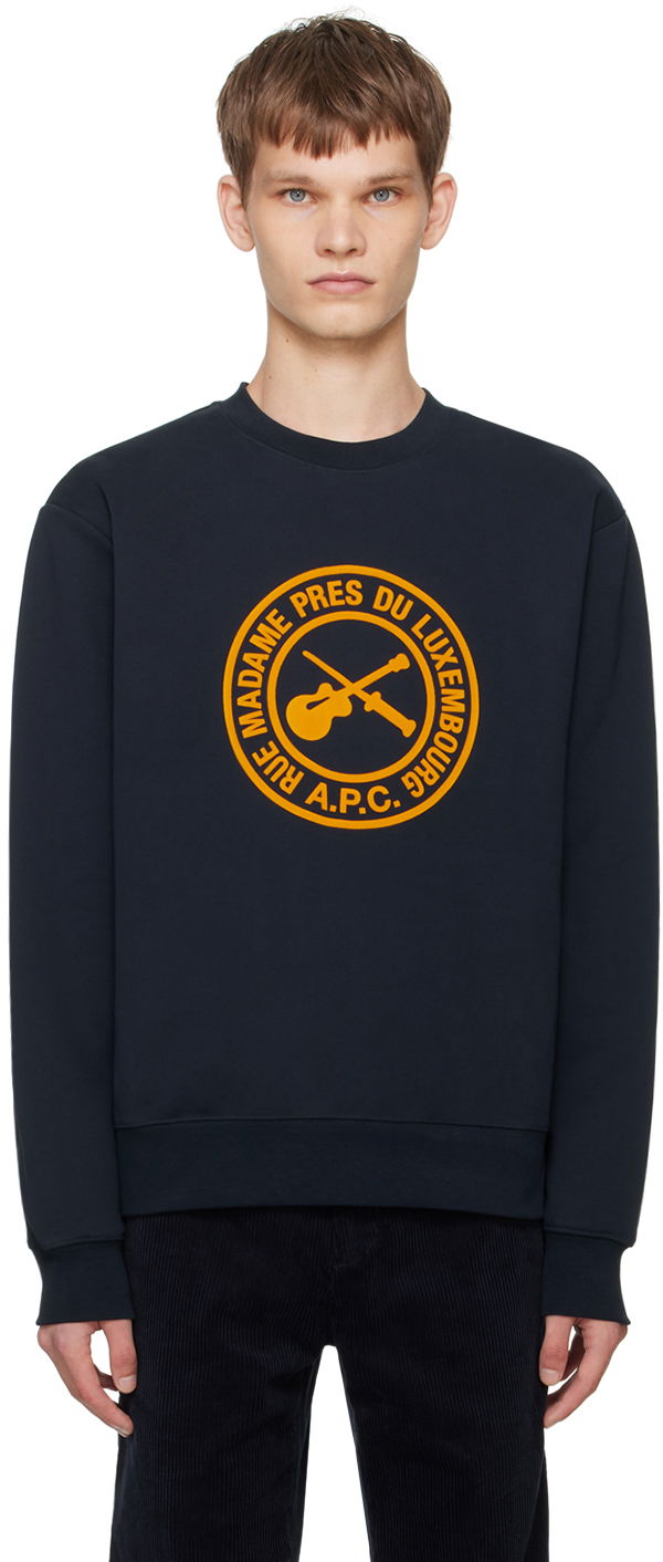 T-shirt A.P.C. Navy Boxy Guitare Poignard Sweatshirt Mørkeblå | COHBR-H27951