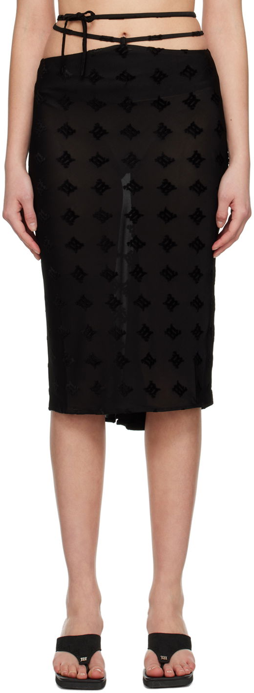 Nederdel MISBHV Strappy Monogram Print Midi Skirt Sort | 3022W857