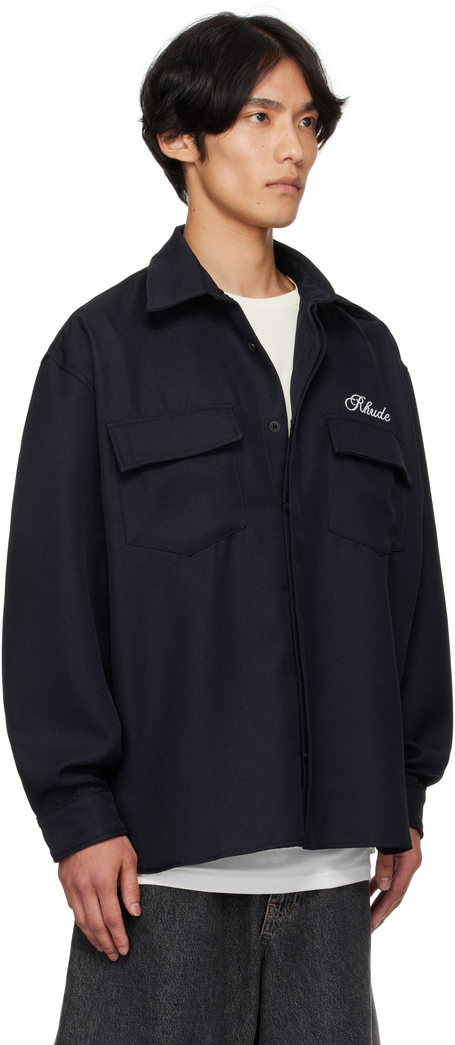 Skjorte Rhude Boxy Long Sleeve Work Shirt Mørkeblå | RHPF25SR02731, 1