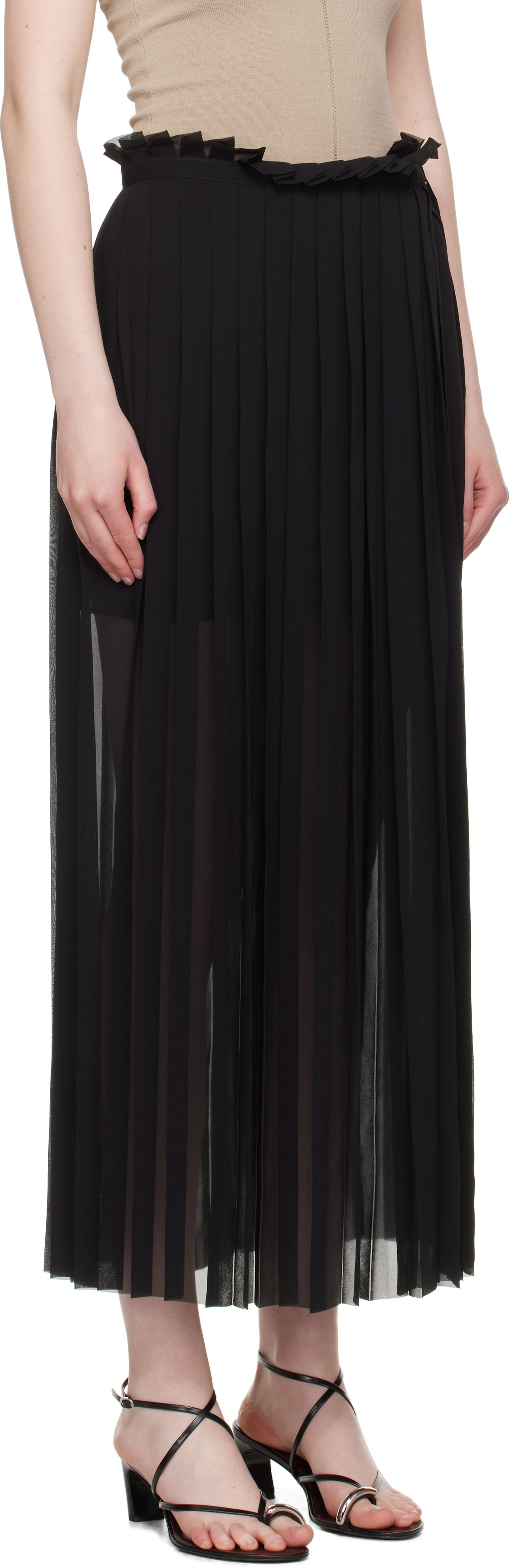 Nederdel AMI AMI Paris Pleated Midi Skirt Sort | FSK353.PL0027, 1