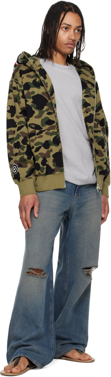 Sweatshirt BAPE A Bathing Ape 1st Camo Jacquard Shark Full Zip Hoodie Grøn | 001ZPL301304M, 3